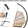 imageYITAHOME Outdoor Hanging Egg Chair Patio Wicker Hammock Egg Chair with Cushion Beige with Stand