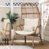 imageYITAHOME Outdoor Narrow Egg Chair Wicker Patio Rattan Basket Chair with 370lbs Capacity Indoor Egg Chairs with Stand ampamp Cushion Cocoon Chair for Bedroom Patio Balcony  BeigeBeige