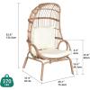 imageYITAHOME Outdoor Narrow Egg Chair Wicker Patio Rattan Basket Chair with 370lbs Capacity Indoor Egg Chairs with Stand ampamp Cushion Cocoon Chair for Bedroom Patio Balcony  BeigeBeige