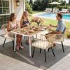 imageYITAHOME Outdoor Patio Dining Set 5pcs 59quot Outdoor Table and Chairs Patio Dining Furniture Sets for 46 with Umbrella Hole Outdoor Dining Table Set for Garden Lawn Porch Indoor Beige5PCS