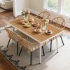 imageYITAHOME Outdoor Patio Dining Set 5pcs 59quot Outdoor Table and Chairs Patio Dining Furniture Sets for 46 with Umbrella Hole Outdoor Dining Table Set for Garden Lawn Porch Indoor Beige5PCS