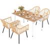 imageYITAHOME Outdoor Patio Dining Set 5pcs 59quot Outdoor Table and Chairs Patio Dining Furniture Sets for 46 with Umbrella Hole Outdoor Dining Table Set for Garden Lawn Porch Indoor Beige5PCS