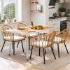 imageYITAHOME Outdoor Patio Dining Set 5pcs 59quot Outdoor Table and Chairs Patio Dining Furniture Sets for 46 with Umbrella Hole Outdoor Dining Table Set for Garden Lawn Porch Indoor Beige5PCS