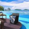 imageYITAHOME Outdoor Resin Storage Container 33Gallon Round Deck Organizer for Patio Cushion Pool Accessories Lightweight ampamp Weatherproof Doubles as Table Light BrownBlack