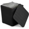 imageYITAHOME Outdoor Resin Storage Container 33Gallon Round Deck Organizer for Patio Cushion Pool Accessories Lightweight ampamp Weatherproof Doubles as Table Light BrownBlack