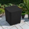 imageYITAHOME Outdoor Resin Storage Container 33Gallon Round Deck Organizer for Patio Cushion Pool Accessories Lightweight ampamp Weatherproof Doubles as Table Light BrownBlack