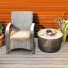 imageYITAHOME Outdoor Resin Storage Container 33Gallon Round Deck Organizer for Patio Cushion Pool Accessories Lightweight ampamp Weatherproof Doubles as Table Light BrownLight Brown