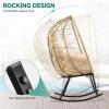 imageYITAHOME Outdoor Rocking Egg Chair with Cushioned Comfort Wicker Patio Rocker 250lb Capacity AntiSlip AllWeather Resilient Rattan Design for Indoor ampamp Outdoor Relaxation Spaces Light GreyBeige