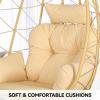 imageYITAHOME Outdoor Rocking Egg Chair with Cushioned Comfort Wicker Patio Rocker 250lb Capacity AntiSlip AllWeather Resilient Rattan Design for Indoor ampamp Outdoor Relaxation Spaces Light GreyBeige