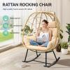 imageYITAHOME Outdoor Rocking Egg Chair with Cushioned Comfort Wicker Patio Rocker 250lb Capacity AntiSlip AllWeather Resilient Rattan Design for Indoor ampamp Outdoor Relaxation Spaces Light GreyBeige