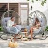 imageYITAHOME Outdoor Rocking Egg Chair with Cushioned Comfort Wicker Patio Rocker 250lb Capacity AntiSlip AllWeather Resilient Rattan Design for Indoor ampamp Outdoor Relaxation Spaces Light GreyLight Grey