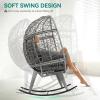 imageYITAHOME Outdoor Rocking Egg Chair with Cushioned Comfort Wicker Patio Rocker 250lb Capacity AntiSlip AllWeather Resilient Rattan Design for Indoor ampamp Outdoor Relaxation Spaces Light GreyGrey