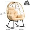 imageYITAHOME Outdoor Rocking Egg Chair with Cushioned Comfort Wicker Patio Rocker 250lb Capacity AntiSlip AllWeather Resilient Rattan Design for Indoor ampamp Outdoor Relaxation Spaces Light GreyBeige