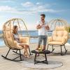 imageYITAHOME Outdoor Rocking Egg Chair with Cushioned Comfort Wicker Patio Rocker 250lb Capacity AntiSlip AllWeather Resilient Rattan Design for Indoor ampamp Outdoor Relaxation Spaces Light GreyBeige