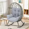 imageYITAHOME Outdoor Rocking Egg Chair with Cushioned Comfort Wicker Patio Rocker 250lb Capacity AntiSlip AllWeather Resilient Rattan Design for Indoor ampamp Outdoor Relaxation Spaces Light GreyLight Grey