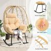 imageYITAHOME Outdoor Rocking Egg Chair with Cushioned Comfort Wicker Patio Rocker 250lb Capacity AntiSlip AllWeather Resilient Rattan Design for Indoor ampamp Outdoor Relaxation Spaces Light GreyBeige