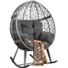 imageYITAHOME Outdoor Rocking Egg Chair with Cushioned Comfort Wicker Patio Rocker 250lb Capacity AntiSlip AllWeather Resilient Rattan Design for Indoor ampamp Outdoor Relaxation Spaces Light GreyGrey
