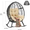 imageYITAHOME Outdoor Rocking Egg Chair with Cushioned Comfort Wicker Patio Rocker 250lb Capacity AntiSlip AllWeather Resilient Rattan Design for Indoor ampamp Outdoor Relaxation Spaces Light GreyBlackbeige