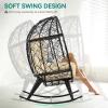 imageYITAHOME Outdoor Rocking Egg Chair with Cushioned Comfort Wicker Patio Rocker 250lb Capacity AntiSlip AllWeather Resilient Rattan Design for Indoor ampamp Outdoor Relaxation Spaces Light GreyBlackbeige