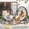 imageYITAHOME Outdoor Rocking Egg Chair with Cushioned Comfort Wicker Patio Rocker 250lb Capacity AntiSlip AllWeather Resilient Rattan Design for Indoor ampamp Outdoor Relaxation Spaces Light GreyBlackbeige