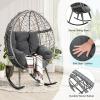 imageYITAHOME Outdoor Rocking Egg Chair with Cushioned Comfort Wicker Patio Rocker 250lb Capacity AntiSlip AllWeather Resilient Rattan Design for Indoor ampamp Outdoor Relaxation Spaces Light GreyGrey
