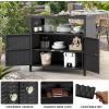 imageYITAHOME Outdoor Storage Cabinet Outdoor Patio Bar w2 Doors and Shelves Outdoor Storage Table for Patio Pool GardenBlackBlack