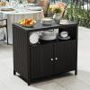 imageYITAHOME Outdoor Storage Cabinet Outdoor Patio Bar w2 Doors and Shelves Outdoor Storage Table for Patio Pool GardenBlackBlack