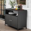 imageYITAHOME Outdoor Storage Cabinet Outdoor Patio Bar w2 Doors and Shelves Outdoor Storage Table for Patio Pool GardenBlackBlack