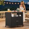 imageYITAHOME Outdoor Storage Cabinet Outdoor Patio Bar w2 Doors and Shelves Outdoor Storage Table for Patio Pool GardenBlackBlack