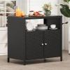 imageYITAHOME Outdoor Storage Cabinet Outdoor Patio Bar w2 Doors and Shelves Outdoor Storage Table for Patio Pool GardenBlackBlack