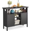 imageYITAHOME Outdoor Storage Cabinet Outdoor Patio Bar w2 Doors and Shelves Outdoor Storage Table for Patio Pool GardenBlackBlack