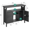 imageYITAHOME Outdoor Storage Cabinet Outdoor Patio Bar w2 Doors and Shelves Outdoor Storage Table for Patio Pool GardenBlackBlack