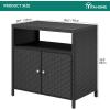 imageYITAHOME Outdoor Storage Cabinet Outdoor Patio Bar w2 Doors and Shelves Outdoor Storage Table for Patio Pool GardenBlackBlack