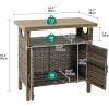 imageYITAHOME Outdoor Storage Cabinet Patio Bar Table with Two Doors and Shelves Weatherproof Wicker Storage Console Table for Outdoor Cushions Pool Tool and Garden Potting  BrownBrown