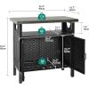 imageYITAHOME Outdoor Storage Cabinet Patio Bar Table with Two Doors and Shelves Weatherproof Wicker Storage Console Table for Outdoor Cushions Pool Tool and Garden Potting  Black