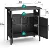 imageYITAHOME Outdoor Storage Cabinet Patio Deck Bench Storage Table Wicker Storage Console Bench for Outdoor Cushions Pool Tool and Garden Potting BrownBlack