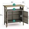 imageYITAHOME Outdoor Storage Cabinet Patio Deck Bench Storage Table Wicker Storage Console Bench for Outdoor Cushions Pool Tool and Garden Potting BrownLight Brown
