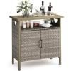 imageYITAHOME Outdoor Storage Cabinet Patio Deck Bench Storage Table Wicker Storage Console Bench for Outdoor Cushions Pool Tool and Garden Potting BrownLight Brown