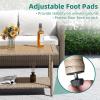 imageYITAHOME Outdoor Wicker Coffee Table with 2Layer 394quot Rectangle Outside Side Table with Faux Wood Top AllWeather Rattan Patio Bistro Table for Garden Backyard Porch  BrownBrown