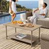 imageYITAHOME Outdoor Wicker Coffee Table with 2Layer 394quot Rectangle Outside Side Table with Faux Wood Top AllWeather Rattan Patio Bistro Table for Garden Backyard Porch  BrownBrown