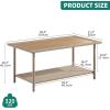 imageYITAHOME Outdoor Wicker Coffee Table with 2Layer 394quot Rectangle Outside Side Table with Faux Wood Top AllWeather Rattan Patio Bistro Table for Garden Backyard Porch  BrownBrown