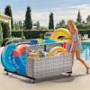 imageYITAHOME Outdoor Wicker Patio Poolside Float Storage PE Rattan Rolling Pool Float Caddy for cushions Floaties Noodles Life Vests Beach Balls Patio Furniture BrownGrey