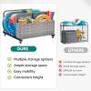 imageYITAHOME Outdoor Wicker Patio Poolside Float Storage PE Rattan Rolling Pool Float Caddy for cushions Floaties Noodles Life Vests Beach Balls Patio Furniture BrownGrey