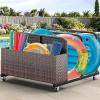imageYITAHOME Outdoor Wicker Patio Poolside Float Storage PE Rattan Rolling Pool Float Caddy for cushions Floaties Noodles Life Vests Beach Balls Patio Furniture BrownBrown