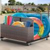 imageYITAHOME Outdoor Wicker Patio Poolside Float Storage PE Rattan Rolling Pool Float Caddy for cushions Floaties Noodles Life Vests Beach Balls Patio Furniture BrownBrown