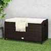 imageYITAHOME Outdoor Wicker Storage Bench Deck Box Large PE Rattan Patio Storage Bench wCovenient Handles and Soft Cushion for Patio Yard Lawn Garden