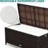 imageYITAHOME Outdoor Wicker Storage Bench Deck Box Large PE Rattan Patio Storage Bench wCovenient Handles and Soft Cushion for Patio Yard Lawn Garden