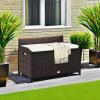 imageYITAHOME Outdoor Wicker Storage Bench Deck Box Large PE Rattan Patio Storage Bench wCovenient Handles and Soft Cushion for Patio Yard Lawn Garden