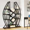 imageYITAHOME Oval Bookshelf 5 Tier Etagere Bookcase Industrial Display Shelves for Living Room Bedroom Home Office BlackBlack