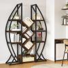 imageYITAHOME Oval Bookshelf 5 Tier Etagere Bookcase Industrial Display Shelves for Living Room Bedroom Home Office BlackRustic Brown